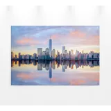 A.S. Création Leinwandbild, Skyline NY, New York (1 St), Skyline bild Keilrahmen Großstadt blau|gelb|grau