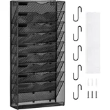 Vevor Wand Zeitungshalter Wandaktenhalter mit 10 Fächern, Aufbewahrungsordner für Zeitschriften Post Papier Dokumente, Wand Magazinhalter Organizer Prospekthalter Aktenablage für Büro Schule (Schwarz)