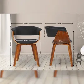 CLP 2er Set Esszimmerstuhle Bruce Stoff walnuss/schwarz