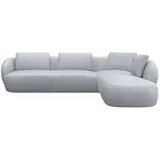 flexlux Ecksofa Torino, rund, L-Form, Sofa-Ecke mit Ottomane, Modernes, organisches Sofa-Design, Kaltschaum, Wellenunterfederung grau