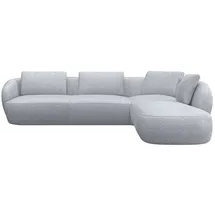 flexlux Ecksofa Torino, rund, L-Form, Sofa-Ecke mit Ottomane, Modernes, organisches Sofa-Design, Kaltschaum, Wellenunterfederung grau