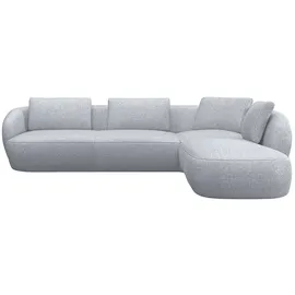 flexlux Ecksofa Torino, rund, L-Form, Sofa-Ecke mit Ottomane, Modernes, organisches Sofa-Design, Kaltschaum, Wellenunterfederung grau
