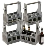 Kesper Flaschenträger 4er Set Flaschenträger mit Flaschenöffner - Vintage grau (4-St), inkl. Flaschenöffner grau