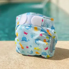 FREDS SWIM ACADEMY Freds Swim Nappy Schwimmwindel, wiederverwendbar, blau, Größe 1: 4-9 kg