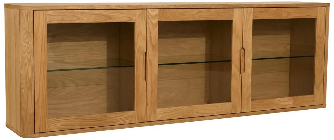 Hängevitrine Gorbin Eiche Natur 180 cm - 3 Türen, Glasböden, LED & Soft-Close