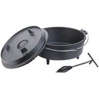 Rosenstein & Söhne Dutch Oven aus Gusseisen mit Standfüßen, 2in1-Deckel & -Pfanne, 6 l