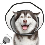 VavoPaw Halskrause Hund Leckschutz, Halskrause Hund nach Op Weiche, Atmungsaktive Schutzkragen Wasserdicht PVC, Verstellbar Leichtgewicht Genesungshalsband, Haustier Elisabethanischer, XXL, Grau
