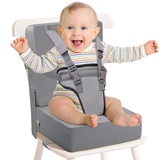 Sitzerhöhung Stuhl – 5-Punkt-Gurt Sitzkissen Kinder Baby PU Waschbar Tragbare Stuhl Sitzerhöhung mit Gurte Kindersitzkissen Hochstuhl für Reisen, Kompakte Leichte Reise Booster Sitz