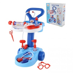 Polesie Kinder Arzt-Set mit Wagen 36582 viel Zubehör Stethoskop Spritze Lupe uvm blau