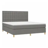 vidaXL Boxspringbett mit Matratze Dunkelgrau 160x200 cm Stoff