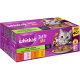 Whiskas 1+ Tasty Mix Multipack Mega Pack Chefs Choice in Sauce, 40x85g (1 Packung) – Hochwertiges Nassfutter Katzenfutter