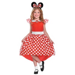 Smiffys Kostüm Disney’s Minnie Maus Kleid für Mädchen, Süßes Mauskleid im Vintage-Polkadot-Look rot 116-128