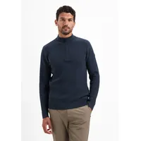 No Excess Stehkragenpullover NO EXCESS "No Excess Schwerer gerippter Strickpullover", Herren, Gr. S, night, 88% Baumwolle, 12% Polyamid, Pullover Stehkragenpullover