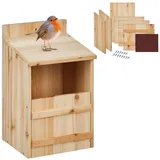 Relaxdays Nistkasten für Halbhöhlenbrüter, Bausatz, Hellbraun