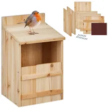 Relaxdays Nistkasten für Halbhöhlenbrüter, Bausatz, Hellbraun