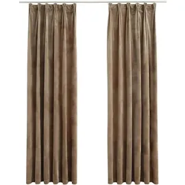 vidaXL Verdunkelungsvorhänge mit Haken 2 Stk. Samt Beige 140x225 cm