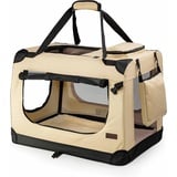 lionto Hundetransportbox Hundetasche Hundebox faltbare Kleintiertasche, (XXL) 90x61x65 cm, beige