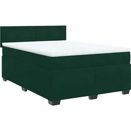 vidaXL Boxspringbett mit Matratze Dunkelgrün 140x200 cm Samt