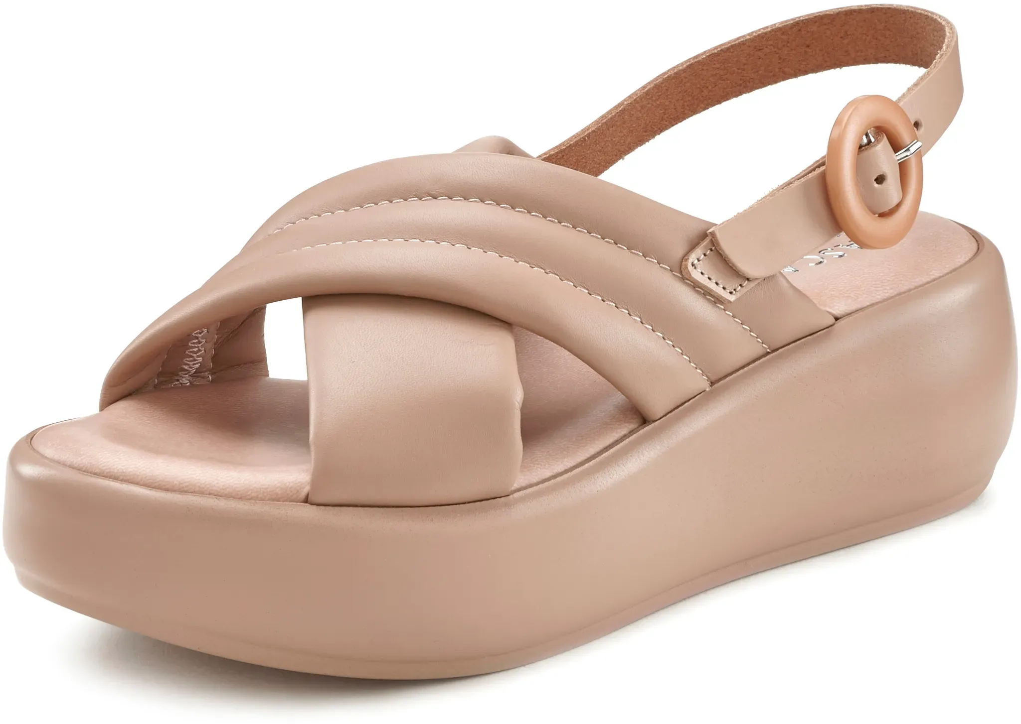 LASCANA Plateausandale, Sandalette aus Leder mit modischem Plateau LASCANA hellbeige 39