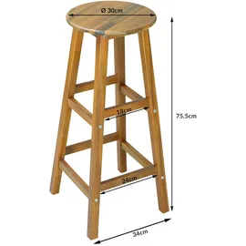 CASARIA 4er Set Barhocker Barstuhl Akazie Holz Massiv
