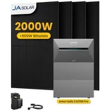 Anker Balkonkraftwerk 2000W Anker SOLIX Solarbank 3 E2700 Pro mit Smart Meter, Zusatzsakkus, (Smart Meter + 4x JASolar 500W + 2m MC4-Kabel im Lieferumfang enthalten), Speicher mit integriertem Wechselrichter, All-in-One 2,668kWh Akku