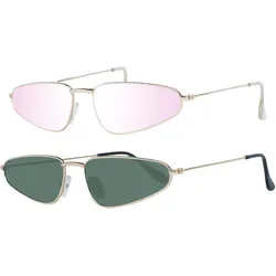 MILLNER Gatwick Damen Sonnenbrille Polarisiert oder Verspiegelt 100% UV 400 Schutz Filterkategorie 3 Urlaubs-Brille in Katzenaugen-Form 002110 Gold/Rosa oder Gold/Grün - 