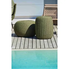 jan kurtz Hocker Moon aus robustem Kunststoff, modern, olive, Ø 40 cm, pflegeleicht und wetterfest