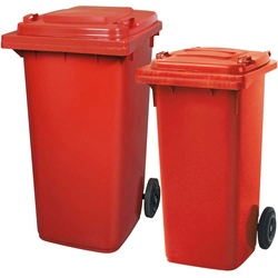 BRB Set mit 1x DIN Mülltonne 120 Liter rot und 1x DIN Mülltonne 240 Liter rot