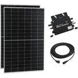 pro.tec Balkonkraftwerk Brusson 860 W Komplettset mit 2x430W N-Topcon-Technologie Solaranlage mit Wechselrichter mit App und WIFI Solarmodulen 10m Kabel Photovoltaik Plug+Play