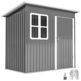 ComfortXL Gartenschuppen, Dunkelgrau, Metall, 133x190x211 cm, Aufbewahrung & Schutzhüllen, Geräteschuppen