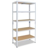 shelfplaza Schwerlastregal HOME, 200x60x30cm weiß, Metallregal mit 5 Böden, als Kellerregal, Garagenregal, Werkstattregal oder Lagerregal, Steckregal Metall mit 175kg Tragkraft weiß