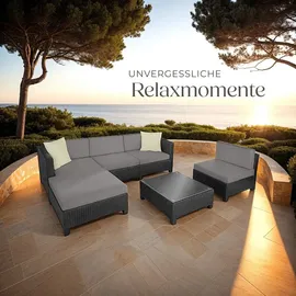 Tectake Aluminium Rattan Lounge schwarz