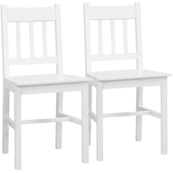 HOMCOM Esszimmerstuhl Küchenstühle, Wohnzimmerstuhl mit Rückenlehne (Küchenstuhl, 2 St), Kiefernholz, Weiß, 41 x 46,5 x 85,5 cm weiß