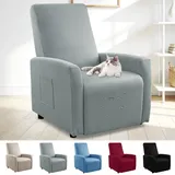 Wasserdichte Sessel Überzug Stretch, Sesselbezuge mit Taschen, All-Inclusive Sesselschoner, Stretch Relaxsessel Bezüge, Elastisch Sesselbezug für Fernsehsessel Relaxsessel Sesselhusse (Hellgrau)