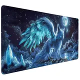 Übergröße Mauspad Gaming 120x60cm XXXL Mousepad groß mit Motiv Tischunterlage Large Size - verbessert Präzision und Geschwindigkeit XXL z.B. für Maus und Tastatur (Blau Wolf)Ergonomisches Mauspad O-Y2