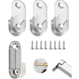 JTKREW 4 Stück Kleiderstangenhalter mit Schrauben, Kleiderstange Halterung, Vernickelt Schrankrohrlager Stangen Halterung, Garderobe Stangen Halterung für Kleidung Rutenhalter