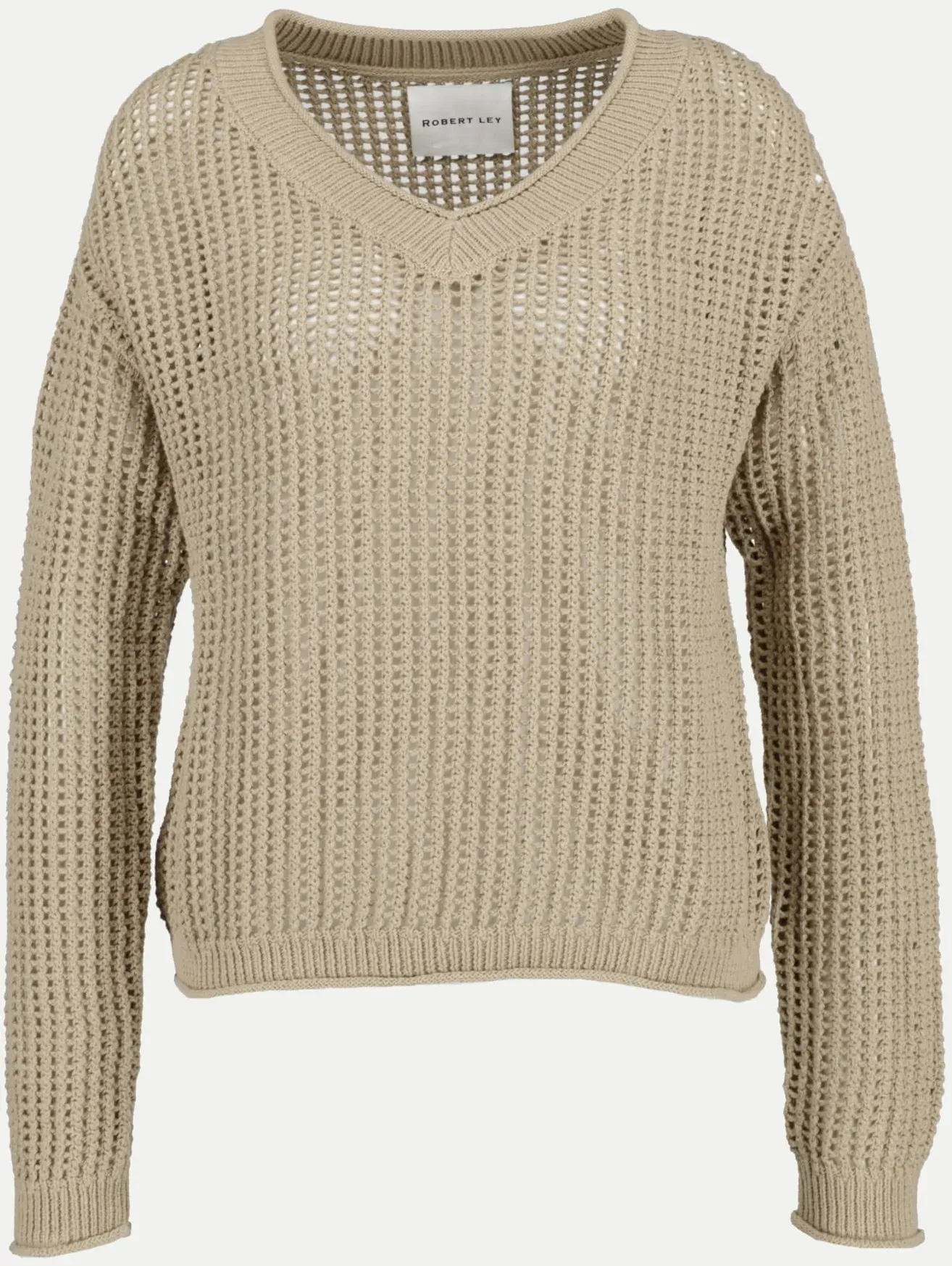 Lochstrickpullover Beige 42