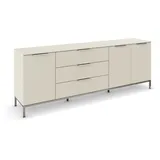 Rauch "Kommode Türkommode Sideboard Kombikommode Flipp, beige (beige (champagner)), B:200cm H:72cm T:42cm, Holzwerkstoff, Sideboards, Kombikommode, 3-türig 3 Schubladen und Soft-Close-Funktion