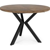 WFL GROUP Esstisch Allie, Runder Ausziehbarer Tisch im Loft-Stil mit schwarzen Metallbeinen braun