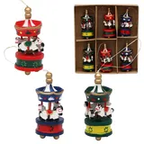 Dekohelden24 Holzbaumbehang als 6er Set, Motiv: Karussell, ca. 6 cm