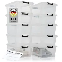 Hausfelder Aufbewahrungsboxen mit Deckel 12 Liter, 10 Stück, Stapelboxen