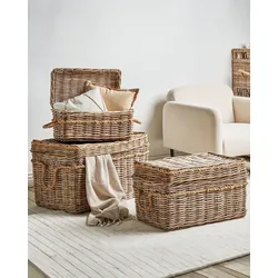 Aufbewahrungsbox mit Deckel Rattan naturfarben 3er Set GERASA