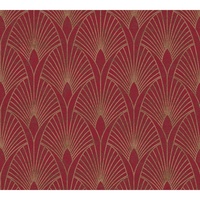 A.S. Création Vliestapete New Walls Art Deco Muster Glänzend Leicht Strukturiert Rot Gold FSC®