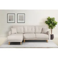 Home Affaire Ecksofa HOME AFFAIRE Triplo, Zierkissen, Schlaffunktion, B/T/H: 234/164/89 cm, L-Form" Sofas Gr. B/H/T: 234 cm x 89 cm x 164 cm, Struktur weich, Recamiere links, mit Bettfunktion-mit Bettkasten, beige Ecksofas