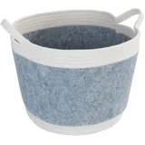 WENKO Filzkorb Bea L, Korb mit Zwei weißen Griffen & 30 L Volumen, gefertigt aus recyceltem Polyesterfilz in Hellgrau abgesetzt mit weißem Flechtdesign, 80% Polyester / 20% Baumwolle, Ø 35 x 26 cm