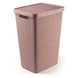Curver Jute Wäschekorb, mit Deckel rosa