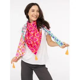 Zwillingsherz Dreieckstuch ZWILLINGSHERZ "Liebervoller Mix", Damen, pink (magenta), Viskose, Modetücher, Mit Tasseln