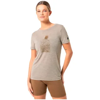 super.natural Preikestolen Cliffs Kurzarm-t-shirt - Vintage Khaki Melange / Kangaroo / Kangaroo Glitter - L