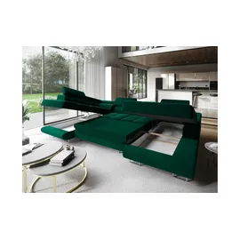 masseno Wohnlandschaft mit Schlaffunktion Casone ¦ grün ¦ Maße (cm): B: 345 H: 90