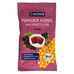 Hoyer Manukahonig Halspastillen Cassis bio